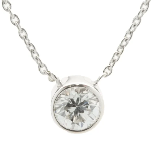 14 Karat White Gold Diamond Solitaire Necklace with Extension