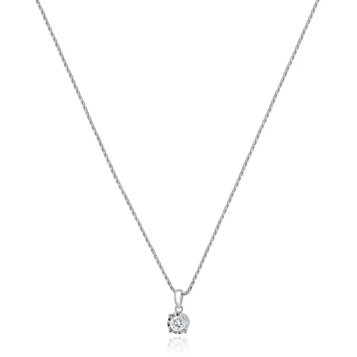 10 Karat White Gold Diamond Solitaire Necklace