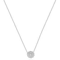 14 Karat White Gold Diamond Cluster Necklace