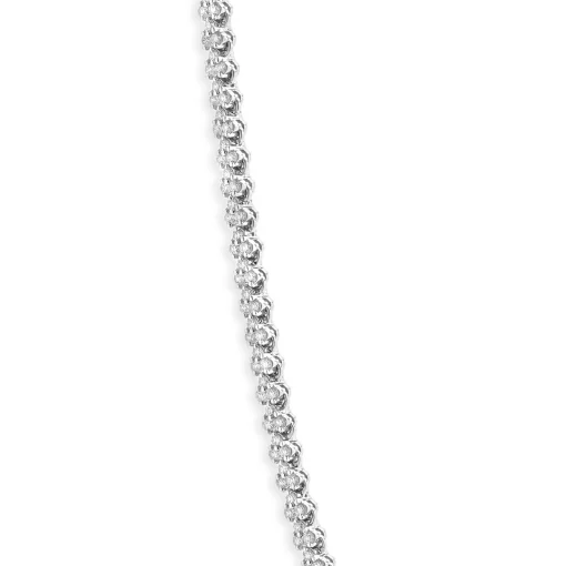 14 Karat White Gold Diamond Cluster Tennis Necklace
