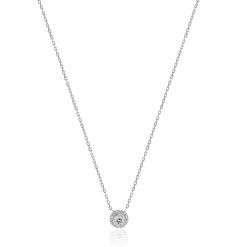 14 Karat White Gold Diamond Cluster Necklace