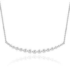 18 Karat White Gold Diamond Smile Necklace