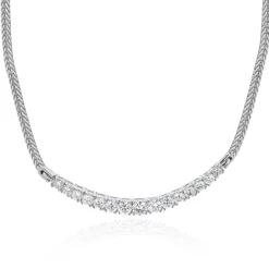 14 Karat White Gold Diamond Smile Necklace