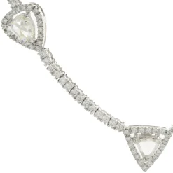14 Karat White Gold Diamond Tennis Necklace with Rose Cut Diamond Stations