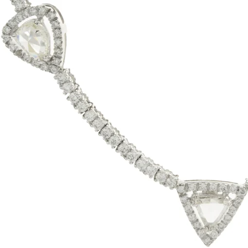 14 Karat White Gold Diamond Tennis Necklace with Rose Cut Diamond Stations