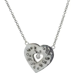 18 Karat White Gold Diamond Heart Necklace