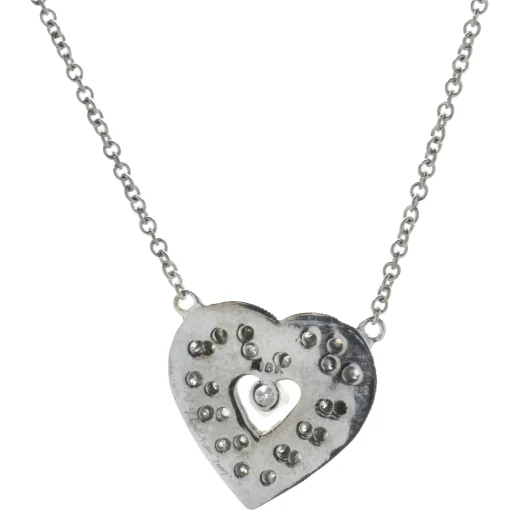 18 Karat White Gold Diamond Heart Necklace