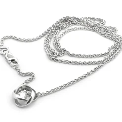 14 Karat White Gold Diamond Solitaire Swirl Necklace