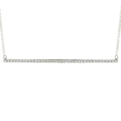 14 Karat White Gold Diamond Bar Necklace