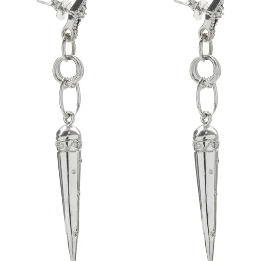 14 Karat White Gold Diamond Spike Drop Earrings