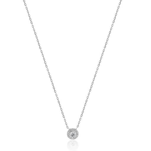 14 Karat White Gold Diamond Cluster Necklace