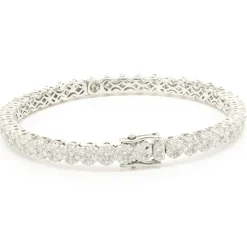 14 Karat White Gold Diamond Cluster Bangle Bracelet