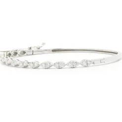 14 Karat White Gold Diamond Marquise Shape Bangle Bracelet