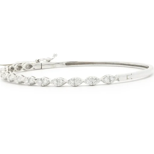 14 Karat White Gold Diamond Marquise Shape Bangle Bracelet