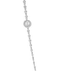 18 Karat White Gold Diamond Halo Station Necklace