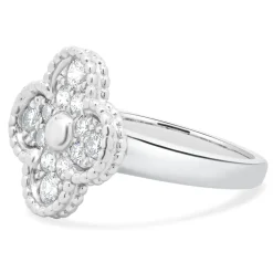 18 Karat White Gold Diamond Sweet Alhambra Ring