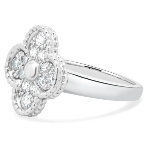 18 Karat White Gold Diamond Sweet Alhambra Ring