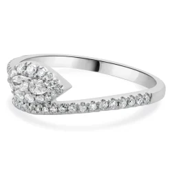 10 Karat White Gold Diamond Snake Bypass Ring