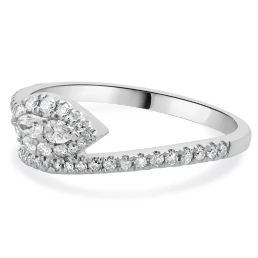 10 Karat White Gold Diamond Snake Bypass Ring