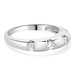 14 Karat White Gold Diamond Station Band