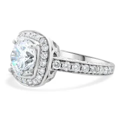 18 Karat White Gold Diamond Semi Mount with CZ Center