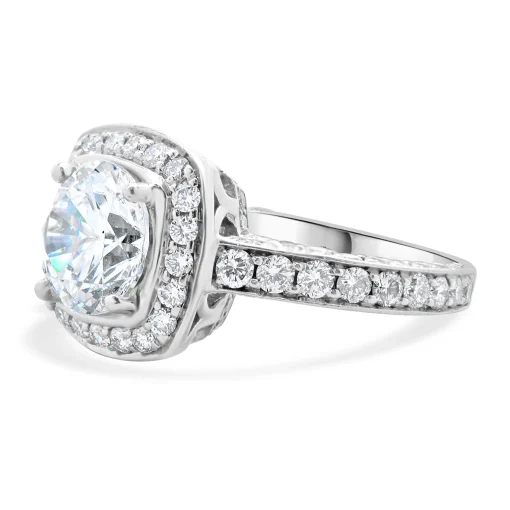 18 Karat White Gold Diamond Semi Mount with CZ Center
