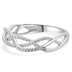 10 Karat White Gold Diamond Braided Band