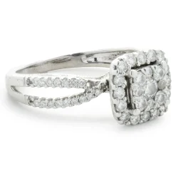 14 Karat White Gold Diamond Cluster Engagement Ring