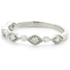 14 Karat White Gold Diamond Filigree Band