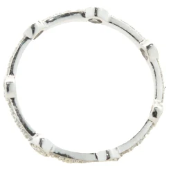 14 Karat White Gold Diamond Band with Circle Stations