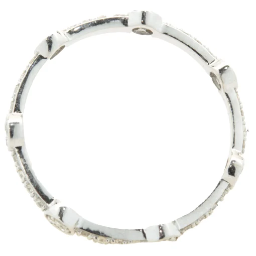 14 Karat White Gold Diamond Band with Circle Stations