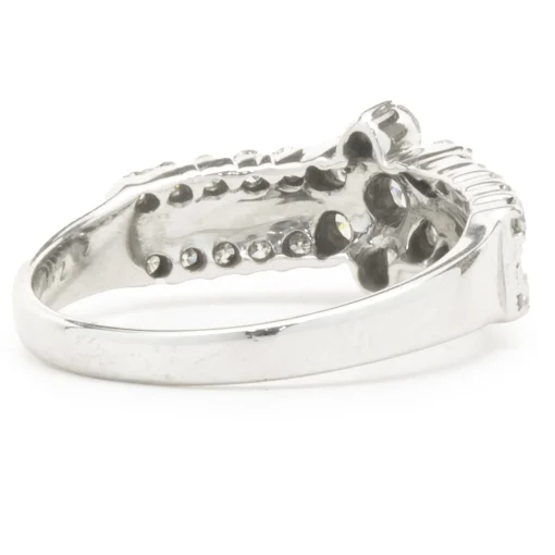 14 Karat White Gold Diamond Floral Cluster Ring