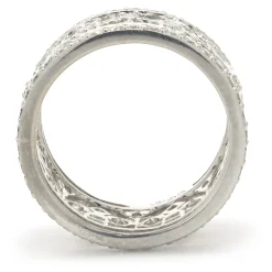 18 Karat White Gold Diamond Fluer De Lis Cut Out Cigar Band