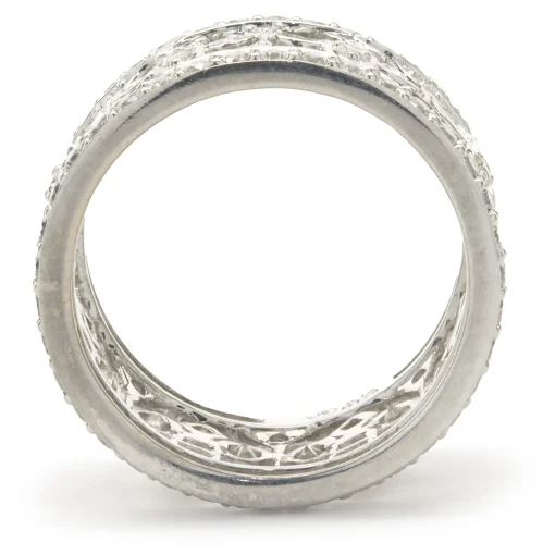 18 Karat White Gold Diamond Fluer De Lis Cut Out Cigar Band