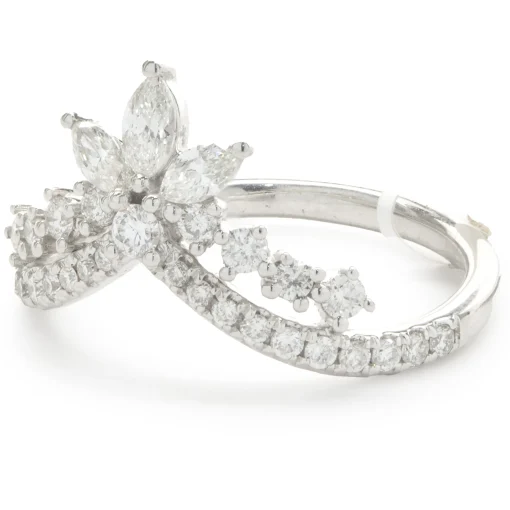 14 Karat White Gold Diamond Crown Band