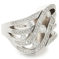 14 Karat White Gold Diamond Cut Out Wave Ring