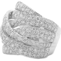 18 Karat White Gold Diamond Wave Bypass Ring