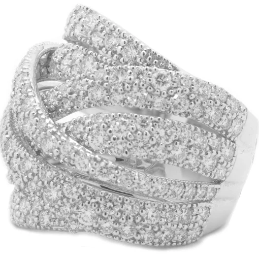 18 Karat White Gold Diamond Wave Bypass Ring