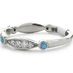 14 Karat White Gold Diamond and Turquoise Band