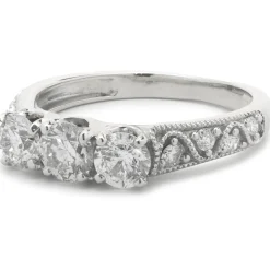 14 Karat White Gold Diamond Three Stone Band