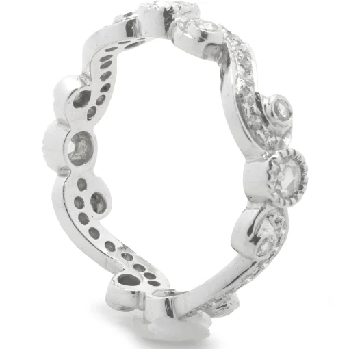 18 Karat White Gold Diamond Filigree Eternity Band