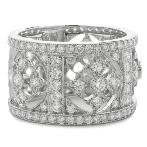 18 Karat White Gold Diamond Maltese Cross Cigar Band