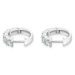 18 Karat White Gold Diamond Huggie Hoop Earrings