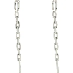 18 Karat White Gold Diamond Link Drop Earrings