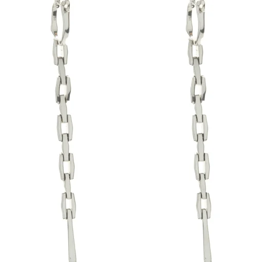 18 Karat White Gold Diamond Link Drop Earrings
