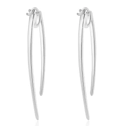14 Karat White Gold Diamond Front and Back Spear Drop Earrings