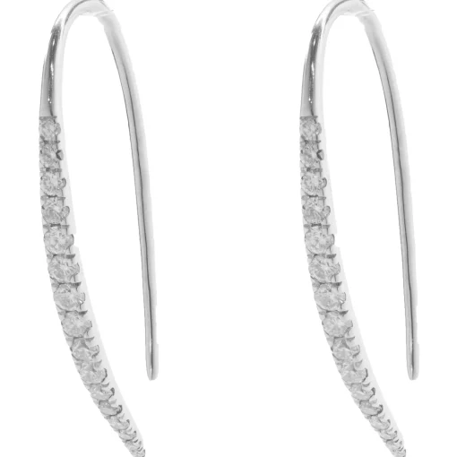 14 Karat White Gold Diamond Spear Through Earrings
