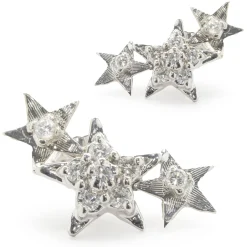 14 Karat White Gold Diamond Star Drop Earrings