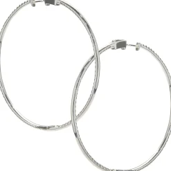 18 Karat White Gold Diamond Inside Outside Hoop Earrings