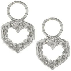 14 Karat White Gold Diamond Heart Earring Enhancers